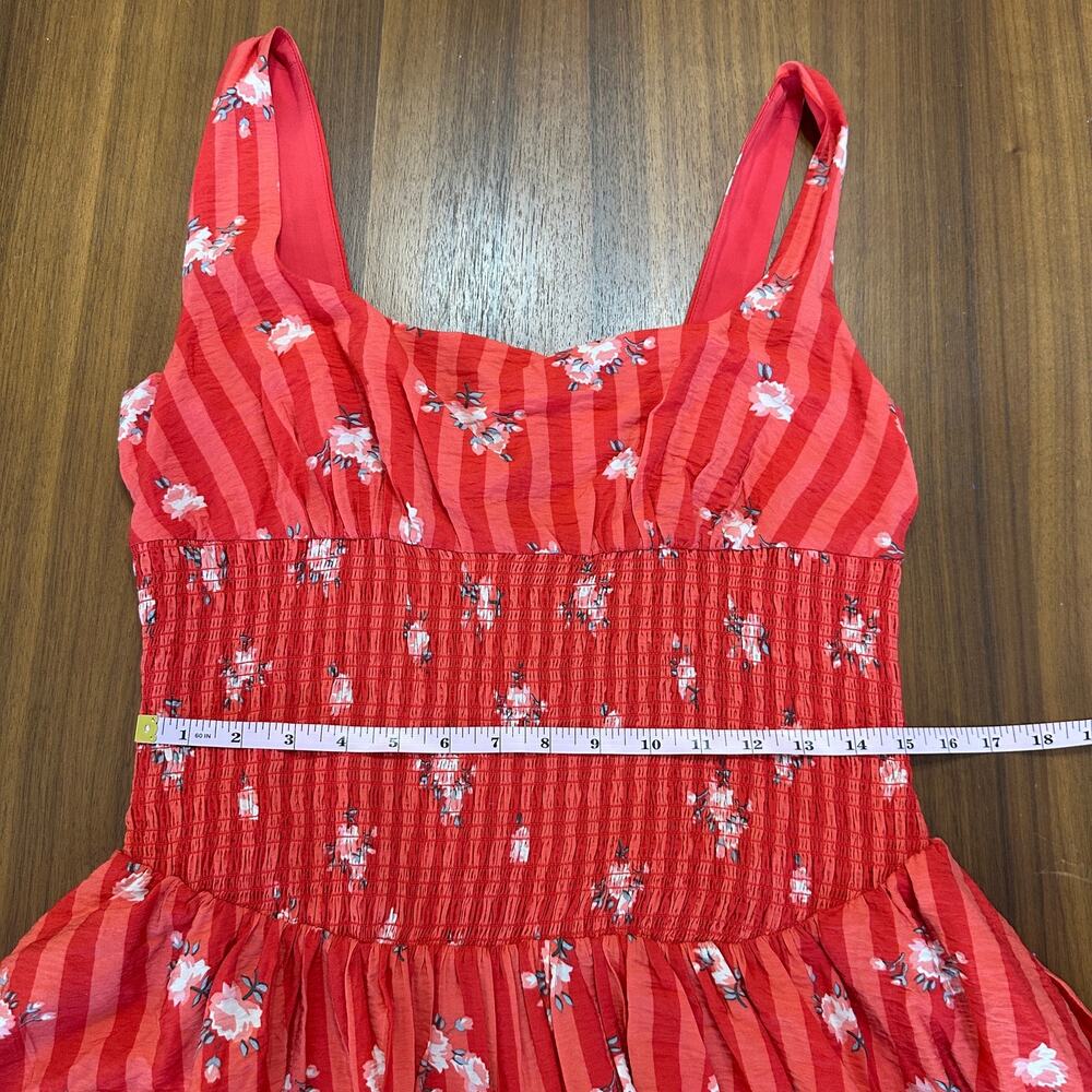 Anthropologie Rust Floral Smocked Square Neck Mini Bubble Dress, Vacation, L NWT - Picture 7 of 10